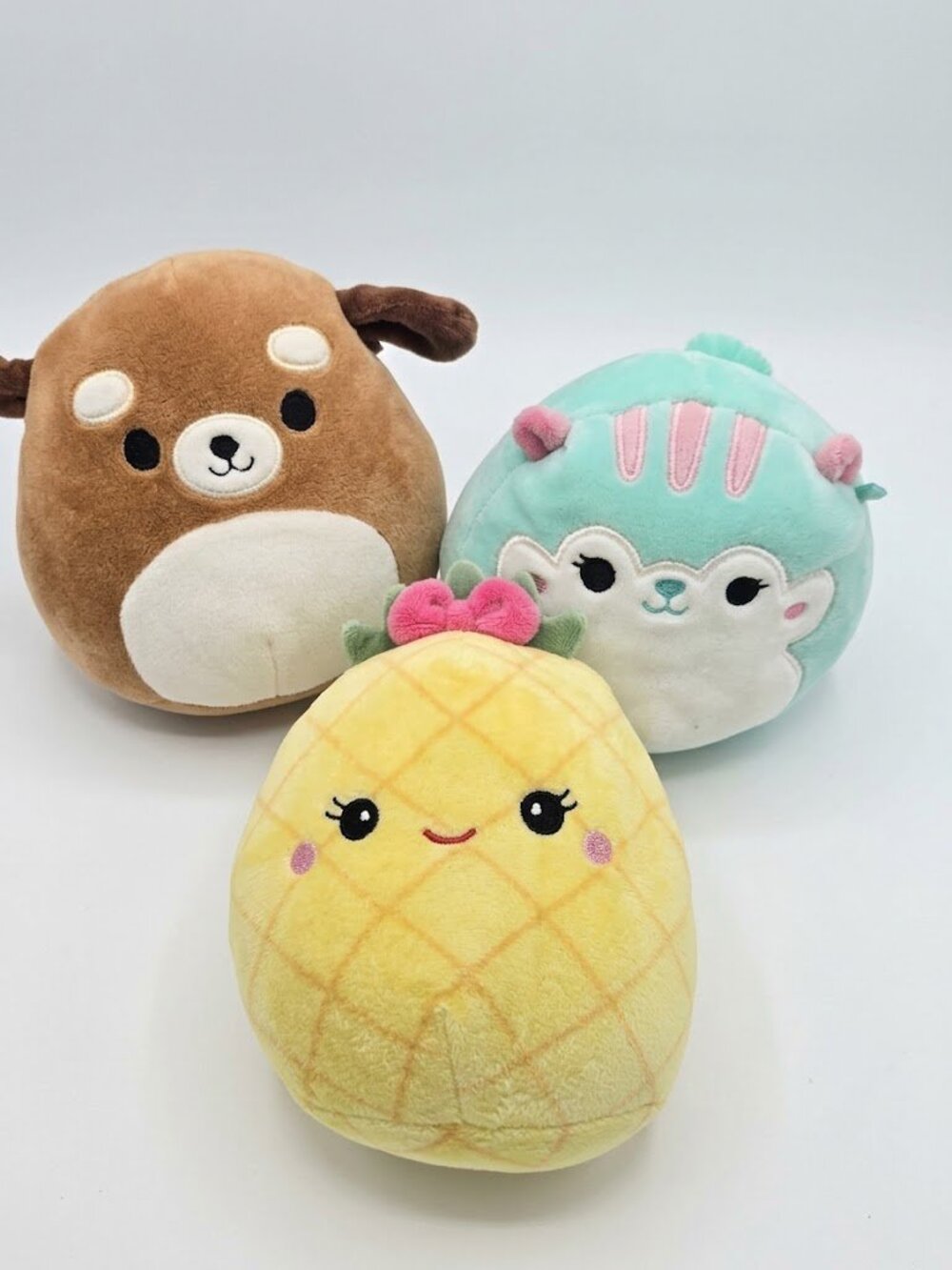 Squishmallows 5 inch Plush Lot of 3 Hans Hedgehog Maui Pineapple Sam Dog Set